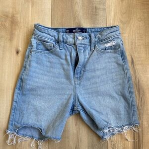 Hollister Faded Blue Ripped Denim Shorts